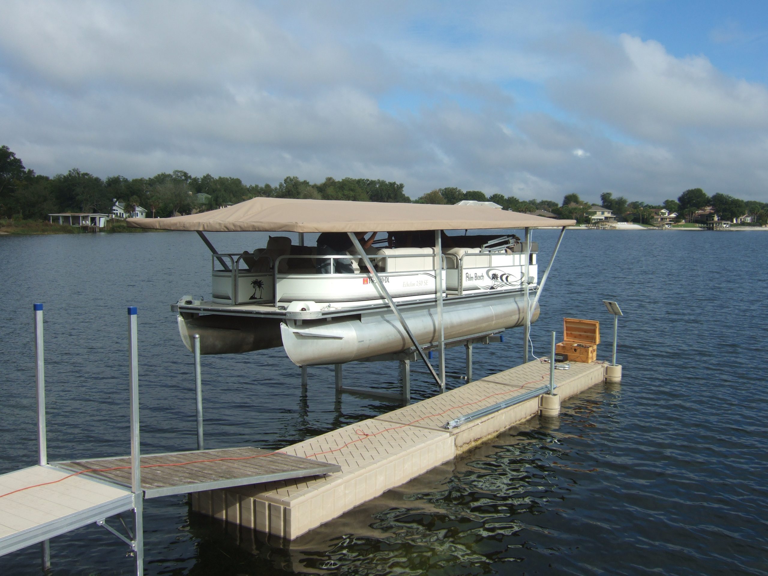 Pontoon Boat on a Lift