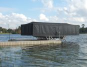 Ski boat under automatic boat cover