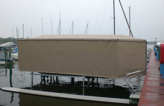 Ski Boat Covered with Automatic Cover for Protection and Storage