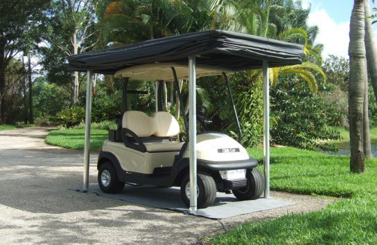 Grey automatic cover for golf cart